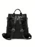 Black Classic Backpack Large Capacity Adjustable Strap For Daily