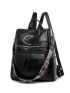 Black Classic Backpack Large Capacity Adjustable Strap For Daily