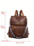 Brown Classic Backpack Large Capacity Adjustable Strap For Daily