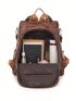 Brown Classic Backpack Large Capacity Adjustable Strap For Daily