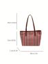 Striped Pattern Shoulder Tote Bag Colorblock Double Handle For Daily