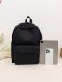 Medium Classic Backpack Solid Black Minimalist