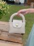 Mini Square Bag Beige Minimalist Double Handle For Daily