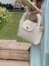Mini Square Bag Beige Minimalist Double Handle For Daily