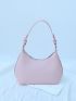 Baby Pink Hobo Bag Ruched Detail With Zipper For Daily