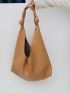 Litchi Embossed Hobo Bag Brown Large Capacity With Inner Pouch