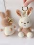 2pcs Cartoon Rabbit Design Bag Charm Fuzzy Cute Key Chain