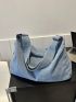 Blue Hobo Bag Large Capacity Adjustable Strap For Daily