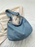 Blue Hobo Bag Large Capacity Adjustable Strap For Daily