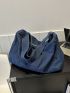 Blue Hobo Bag Large Capacity Adjustable Strap For Daily