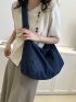 Blue Hobo Bag Large Capacity Adjustable Strap For Daily