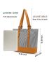 Lightweight Canvas Tote Bag for School Work Cute Two-tone Striped Shoulder Purse