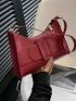 Small Baguette Bag Burgundy Fashionable Shoulder Bag For Daily