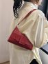 Small Baguette Bag Burgundy Fashionable Shoulder Bag For Daily