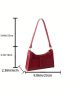 Small Baguette Bag Burgundy Fashionable Shoulder Bag For Daily