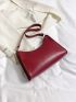 Small Baguette Bag Burgundy Fashionable Shoulder Bag For Daily