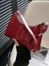 Small Baguette Bag Burgundy Fashionable Shoulder Bag For Daily