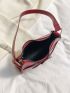 Small Baguette Bag Burgundy Fashionable Shoulder Bag For Daily