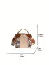 Mini Circle Bag Cartoon Bear Decor Adjustable Strap For Daily