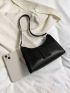 Small Baguette Bag Black Fashionable Shoulder Bag For Daily