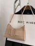 Small Baguette Bag White Fashionable Shoulder Bag For Daily