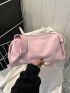 Small Hobo Bag Pink Minimalist Adjustable Strap For Daily