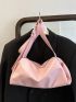 Small Hobo Bag Pink Minimalist Adjustable Strap For Daily