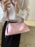 Small Hobo Bag Pink Minimalist Adjustable Strap For Daily