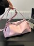 Small Hobo Bag Pink Minimalist Adjustable Strap For Daily