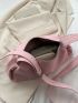 Small Hobo Bag Pink Minimalist Adjustable Strap For Daily