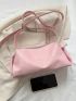 Small Hobo Bag Pink Minimalist Adjustable Strap For Daily