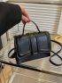 Mini Flap Square Bag Crocodile Embossed Minimalist Black