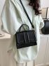 Mini Flap Square Bag Crocodile Embossed Minimalist Black