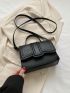 Mini Flap Square Bag Crocodile Embossed Minimalist Black