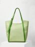 Contrast Binding Shoulder Tote Bag Large Capacity Green