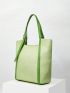 Contrast Binding Shoulder Tote Bag Large Capacity Green