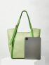 Contrast Binding Shoulder Tote Bag Large Capacity Green