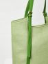 Contrast Binding Shoulder Tote Bag Large Capacity Green