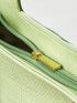 Contrast Binding Shoulder Tote Bag Large Capacity Green