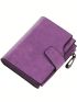 Minimalist Small Wallet Letter Detail With Zipper Purple