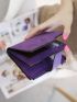 Minimalist Small Wallet Letter Detail With Zipper Purple