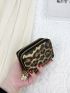 Leopard Pattern Multiple Card Slots Double Zippers