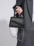 Mini Flap Square Bag Litchi Embossed Chain Strap