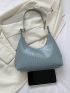 Small Hobo Bag Crocodile Embossed Minimalist With Zipper