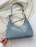 Small Hobo Bag Crocodile Embossed Minimalist With Zipper