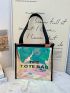 Small Shoulder Tote Bag Letter Graphic Holographic Funky