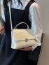 Small Flap Square Bag Litchi Embossed Turn Lock Colorblock