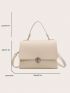 Small Flap Square Bag Litchi Embossed Turn Lock Colorblock