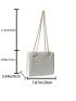 Mini Square Bag Quilted Pattern Eyelet Detail Chain