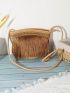 Medium Crossbody Bag Fringe Decor Vacation